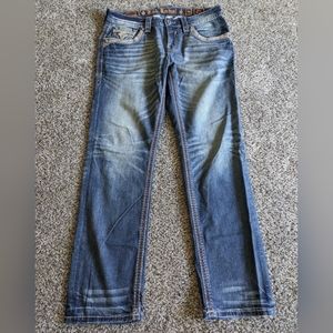Rock Revival Zane Straight Denim Jeans Dark Wash 36 X 32 (Tagged 34 X 32)